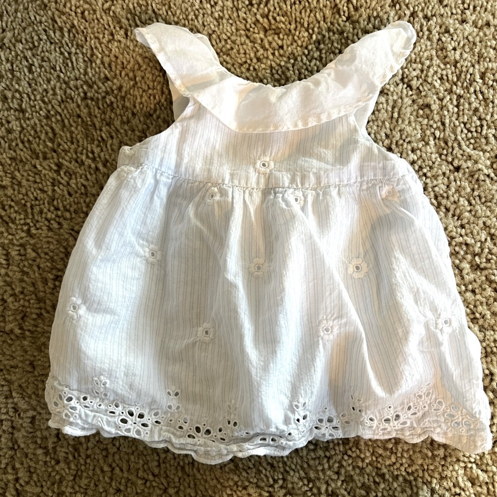 Baby girl  0-3 month blue and white dress Janie & Jack